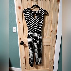 Black Stripe Short Jumpsuit